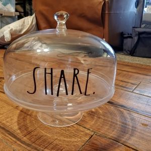 Rae Dunn Glass Cake Stand with Lid